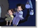 [O, Chu and Chibi Totoro play their ocarinas with May and Satsuki.]